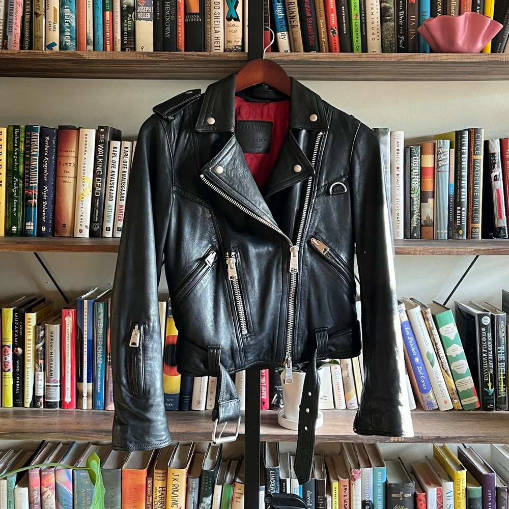 All Saints Daley Slim Fit Leather Biker Jacket